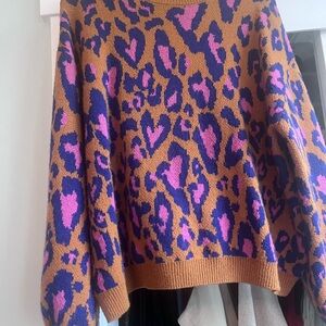 FARM Rio Leopard Print Sweater and Pants set - Brown, Pink, and Blue